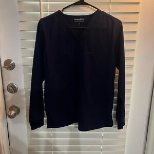 Mandala Navy Blue Long Sleeve Scrub Top